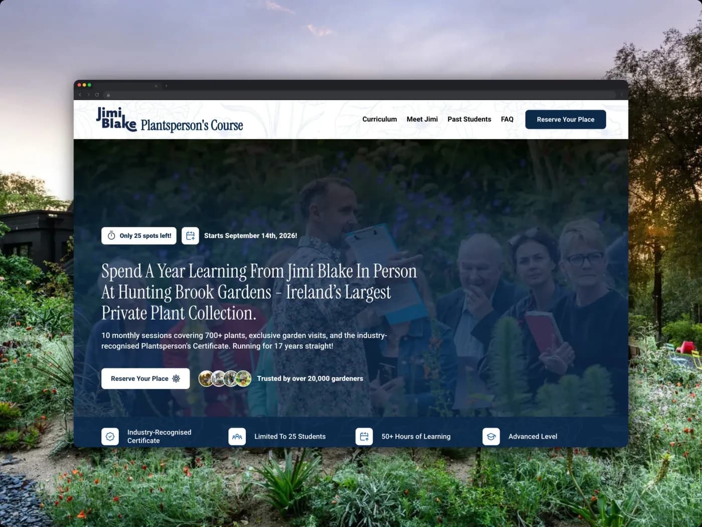 Hunting Brook Gardens website, built on Wix Studio